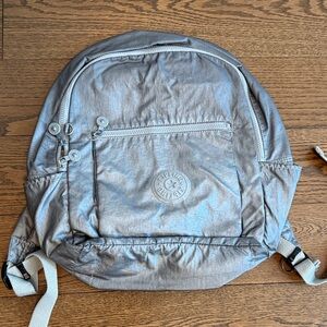 Kipling Metallic Silver Backpack